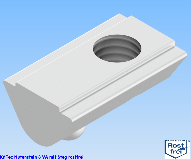 KriTec Nutensteine 8 VA mit Steg rostfrei