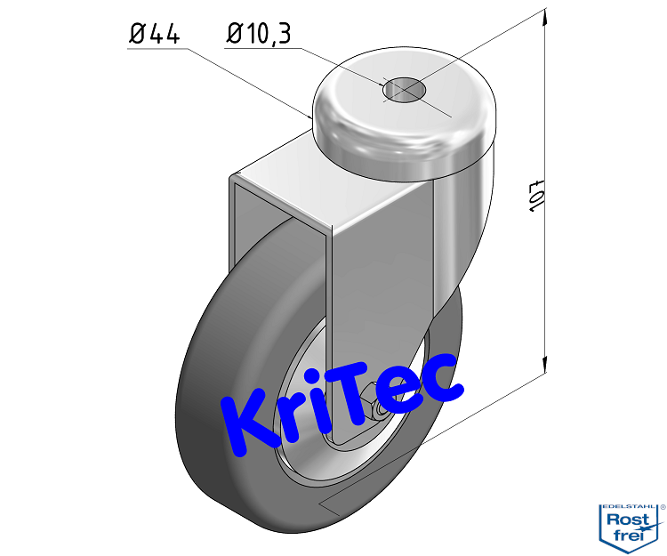 KriTec Lenkrolle D80, rostfrei - auch antistatisch