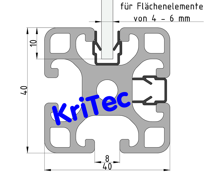 KriTec Abdeck- und Einfassprofil 8 Raster 40, schwarz