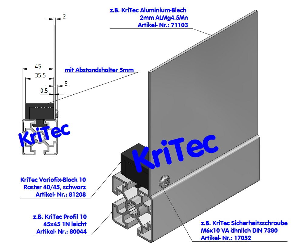 KriTec Aluminium-Bleche eloxiert und einseitig foliert