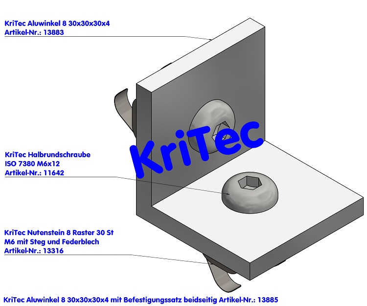 KriTec Aluwinkel 8 30x30x30x4