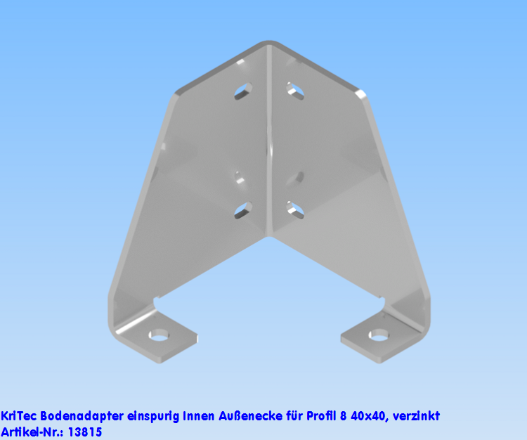 KriTec Bodenadapter einspurig Innen-/ Außenecke für Profil 8 40x40, verzinkt