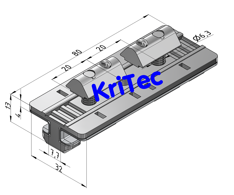 KriTec Gleitschlitten-Führung 8 80x40 Festlager