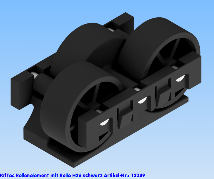 KriTec Rollenelement D28 mit Rolle H26, schwarz