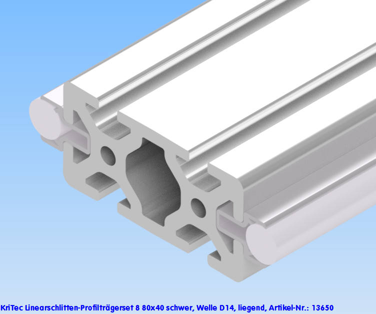 KriTec Linearschlitten-Profilträgerset 8 80x40 schwer, Welle D14, liegend