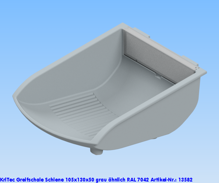 KriTec Greifschale Schiene 105x130x50 grau ähnlich RAL 7042