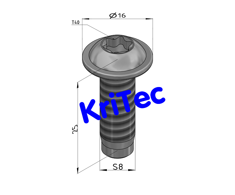 KriTec Zentralschrauben S8x25-T40 für Nut 8 Raster 30