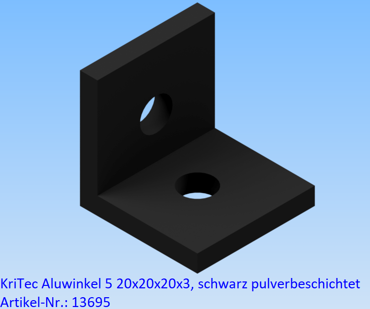 KriTec Aluwinkel 5 20x20x20x3, schwarz pulverbeschichtet