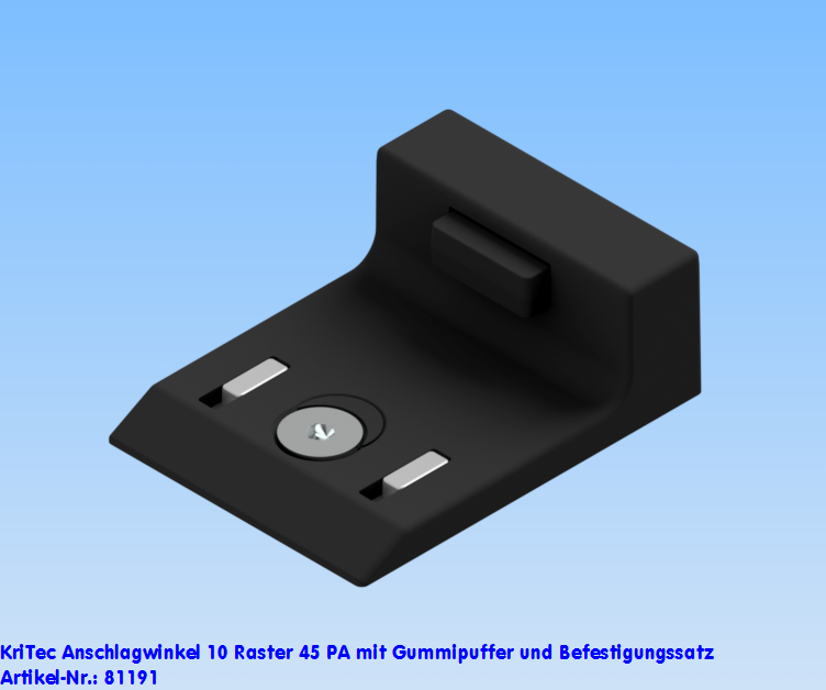 KriTec Anschlagwinkel 10 Raster 45 PA mit Gummipuffer
