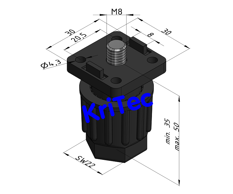 KriTec Stellfuß 8 Raster 30 PA "Hubschrauber"