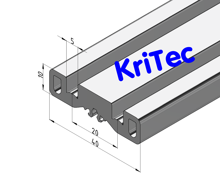 KriTec Schiebetür-Führungsprofil 8 40x10, natur