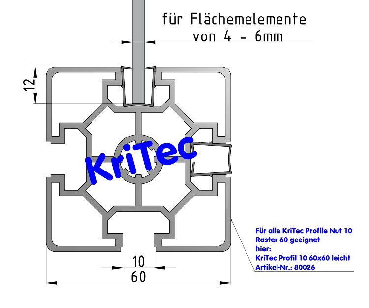 KriTec Einfassprofil 10 Raster 40/ 45/ 50/ 60, PP + TPE schwarz