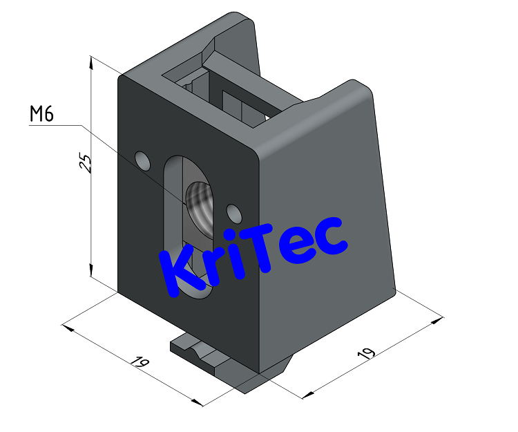 KriTec Befestigungsblock 6 PA grau ähnlich RAL 7042