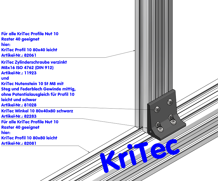 KriTec Winkel 10 80x40x80 schwarz