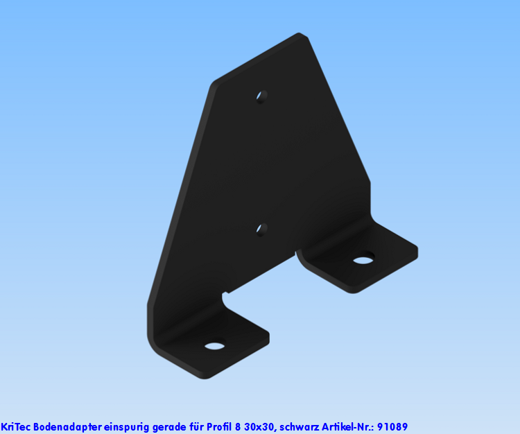 KriTec Bodenadapter einspurig gerade für Profil 8 30x30, schwarz