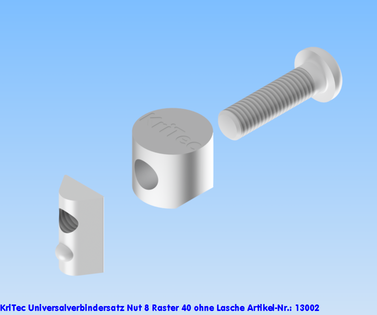 KriTec Universalverbindungssatz Nut 8 Raster 40 ohne Lasche