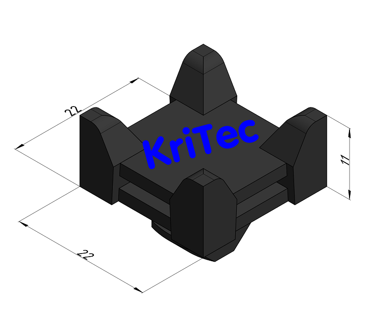 KriTec Kreuzkabelbinderblock 8 Raster 40, schwarz