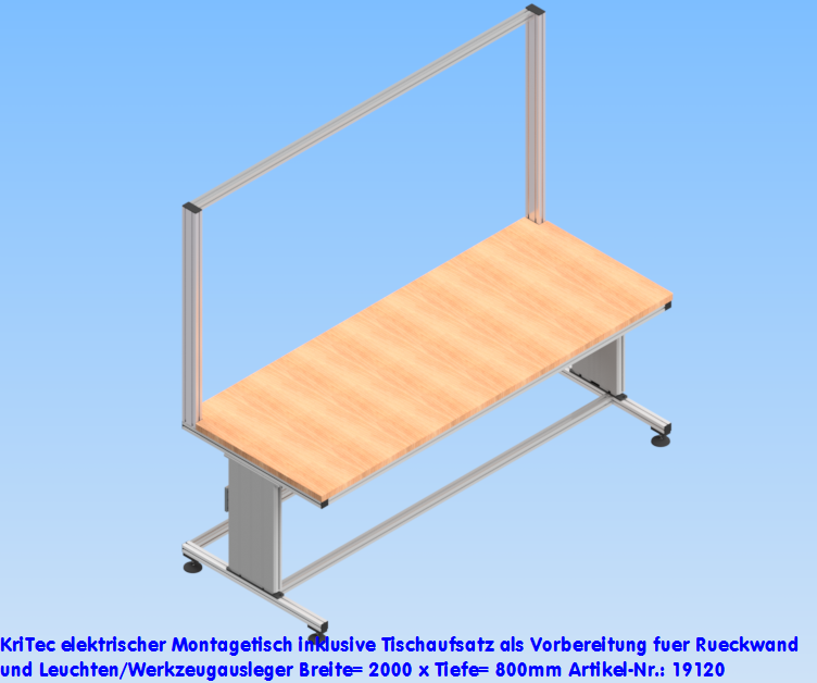 KriTec elektrischer Montagetisch inklusive Tischaufsatz