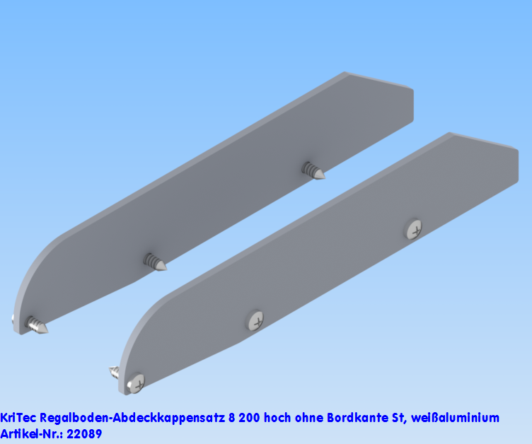KriTec Regalboden-Abdeckkappensatz 8 200 hoch ohne Bordkante St, weißaluminium