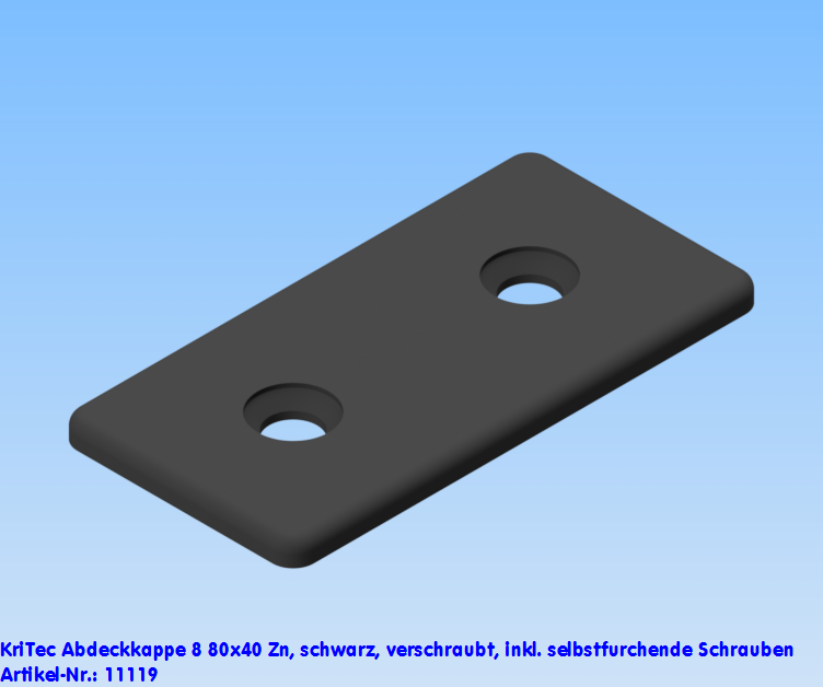 KriTec Abdeckkappen 8 80x40 Zn schwarz, verschraubt, inkl. Schrauben