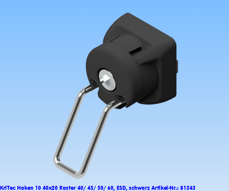 KriTec Haken 10 40x20 Raster 40/ 45/ 50/ 60, ESD, schwarz
