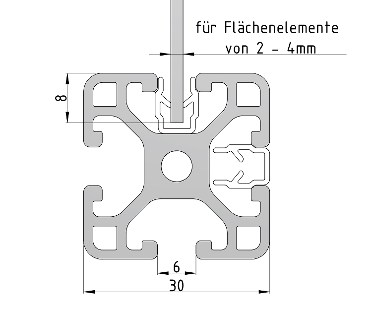 KriTec Abdeck- und Einfassprofil 6 Raster 30, natur