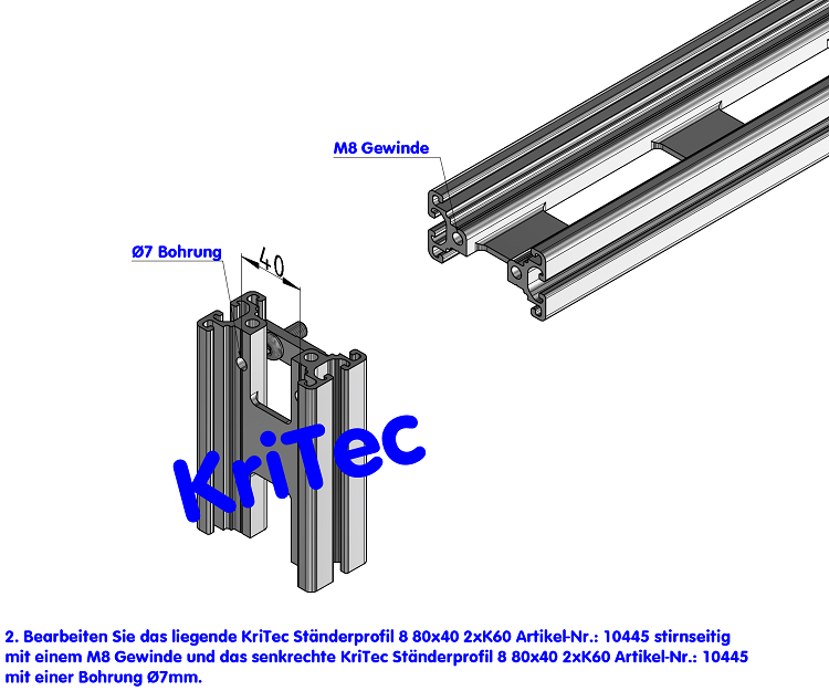 KriTec Ständerprofil 8 80x40 2xK60