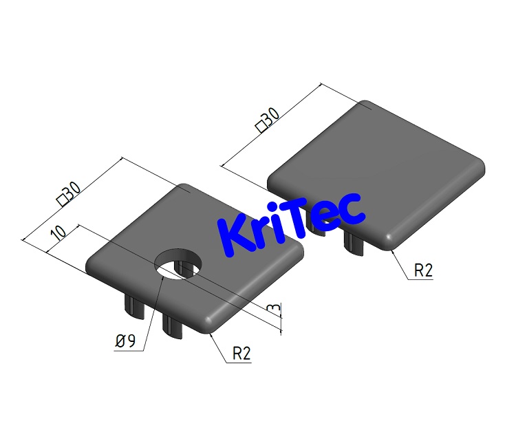 KriTec Abdeckkappe für Schutzgitterprofil 8 (10) 30x30