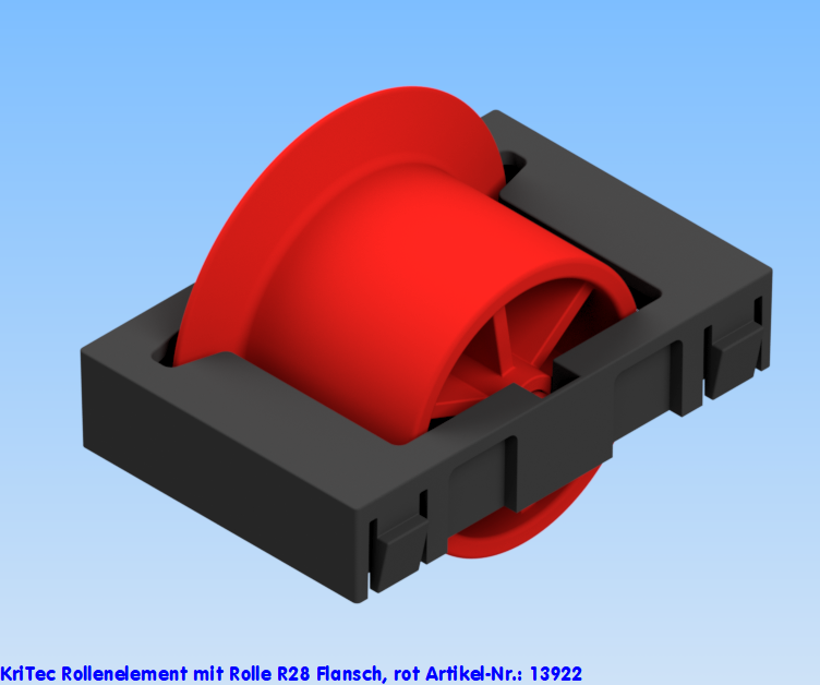 KriTec Rollenelement D28 mit Rolle R28 Flansch, rot