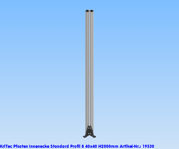 KriTec Pfosten Innenecke Standard Profil 8 40x40 H2.000mm