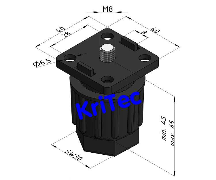 KriTec Stellfuß 8 Raster 40 PA "Hubschrauber"