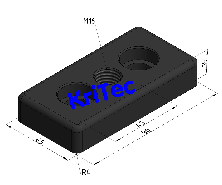 KriTec Transport- und Fußplatte 10 Zn 90x45 M16