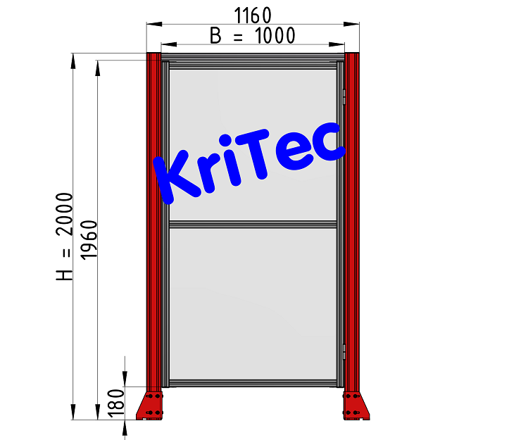 KriTec Schutzzauntüren Nut 8 Raster 40 mit Polycarbonat, klar