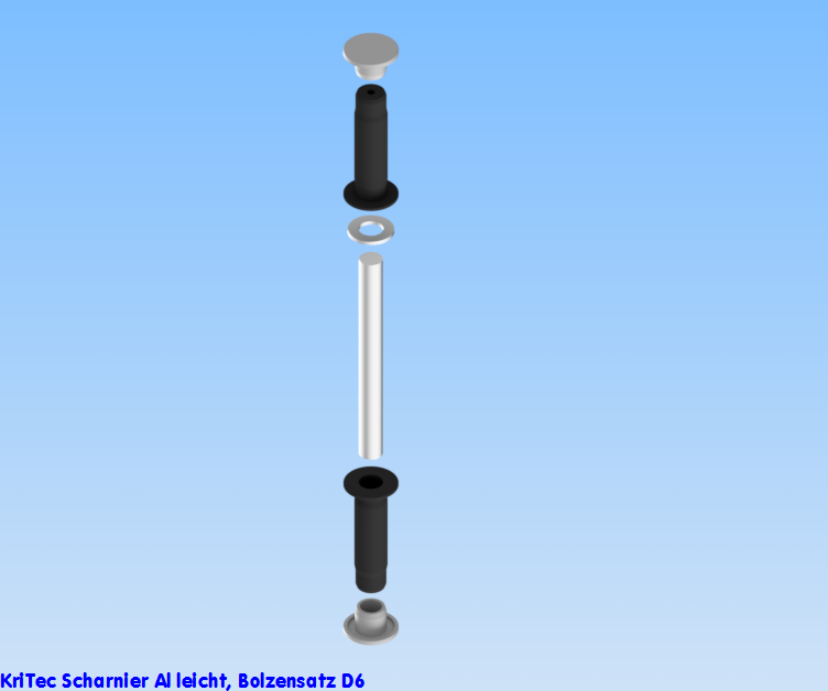 KriTec Scharnier Al leicht, Bolzensatz D6
