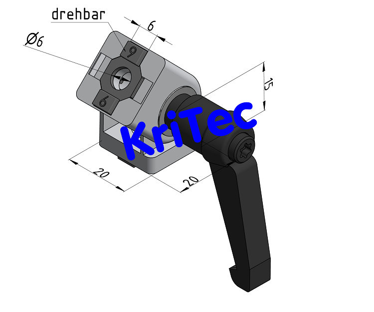KriTec Gelenk 6 20x20 mit Klemmhebel