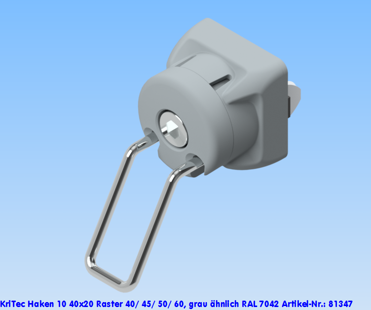 KriTec Haken 10 40x20 Raster 40/ 45/ 50/ 60, grau ähnlich RAL 7042