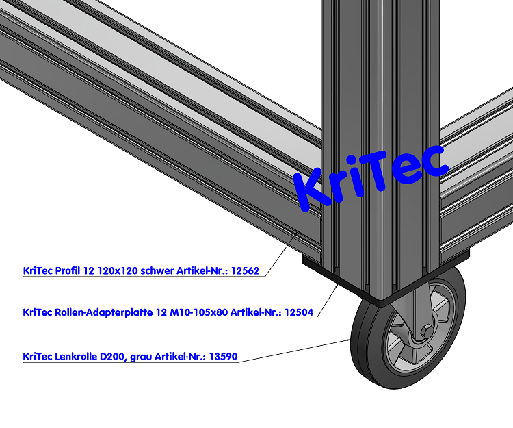 KriTec Rollen-Adapterplatte 12 M10-105x80