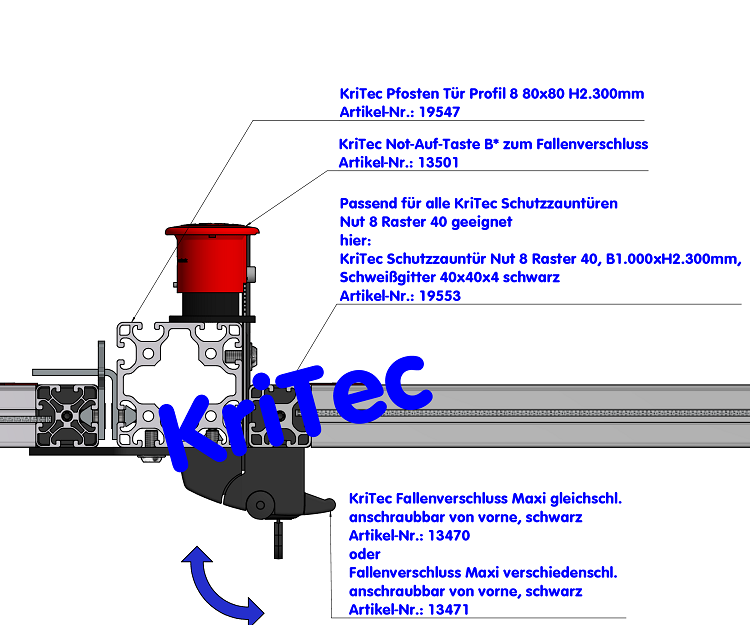 KriTec Pfosten Tür Profil 8 80x80 H2.300mm