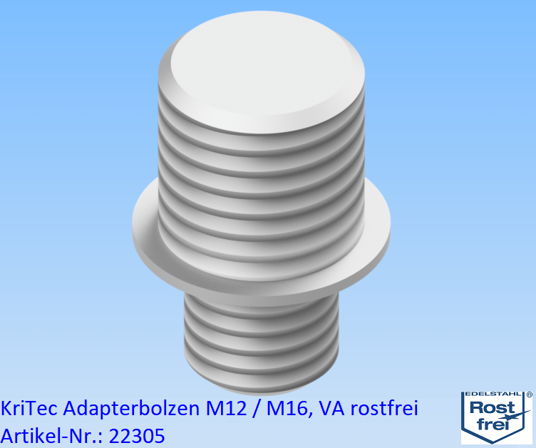 KriTec Adapterbolzen M12 / M16, VA rostfrei
