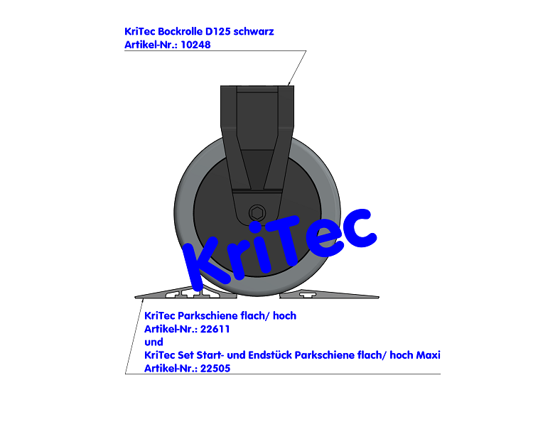 KriTec Bockrolle D125 schwarz - auch antistatisch