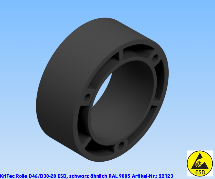KriTec Rolle D46/D30-20 ESD, schwarz ähnlich RAL 9005