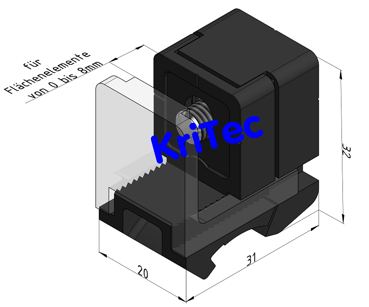 KriTec Vario Klemmblock inkl. Rastbügel für Rundrohr D28