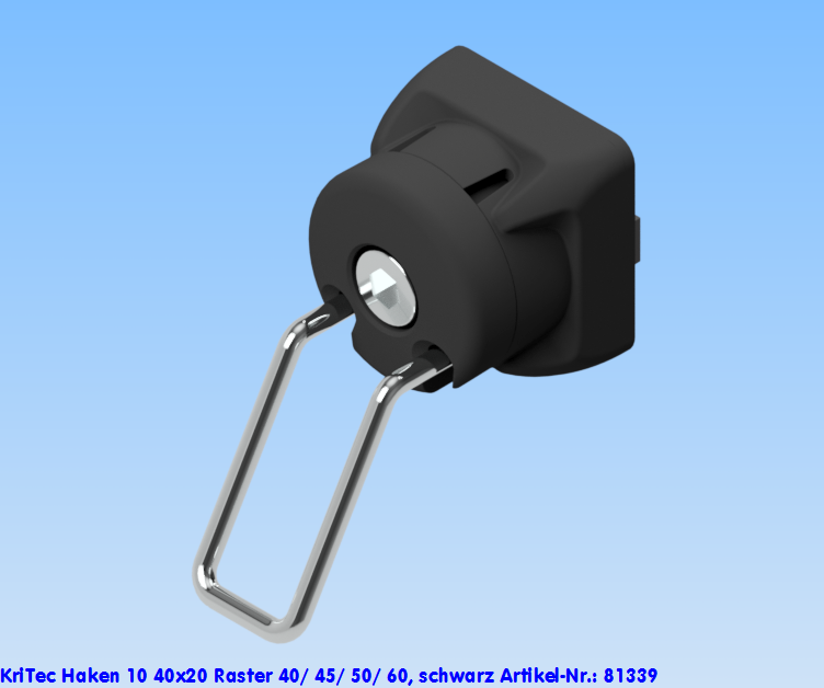 KriTec Haken 10 40x20 Raster 40/ 45/ 50/ 60, schwarz