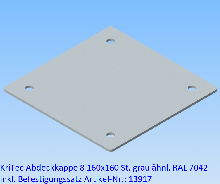 KriTec Abdeckkappe 8 St, grau ähnl. RAL 7042 inkl. Befestigungssatz