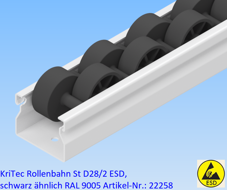 KriTec Rollenbahn St D28/2 ESD, schwarz ähnlich RAL 9005