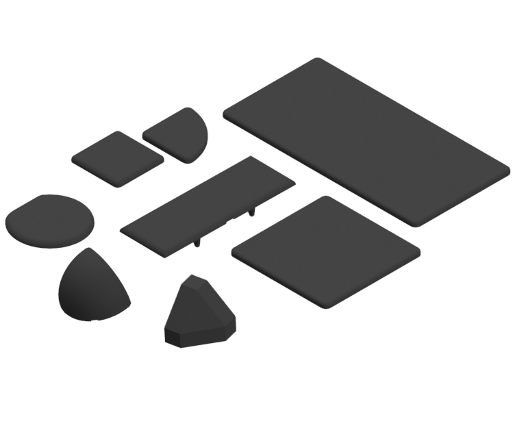 KriTec Abdeckkappen 8 Raster 30 schwarz