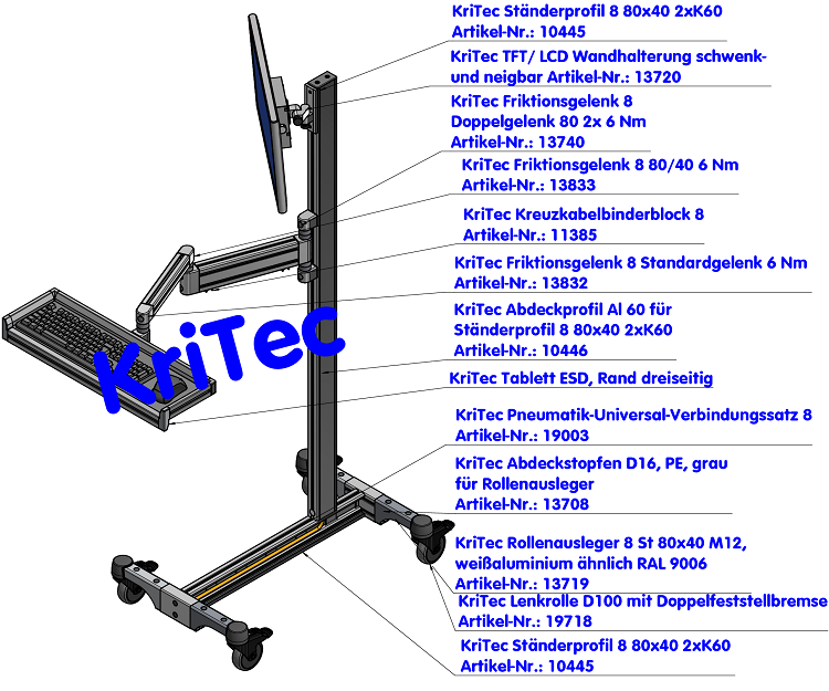 KriTec TFT/ LCD Wandhalterung schwenk- und neigbar