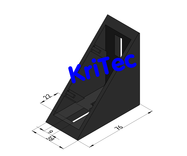KriTec Winkelsatz 8 80x80x40 Zn, schwarz pulverbeschichtet