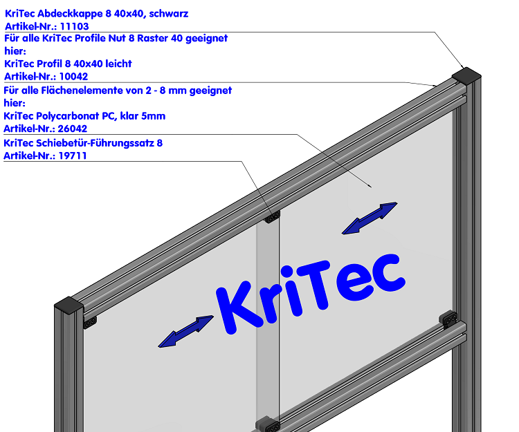 KriTec Schiebetür-Führungssatz 8
