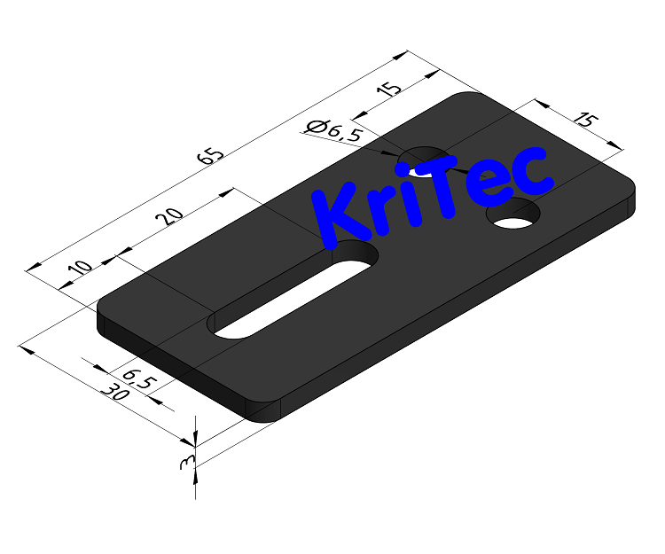 KriTec Vario-Lasche 6 65x30x3 St schwarz, pulverbeschichtet